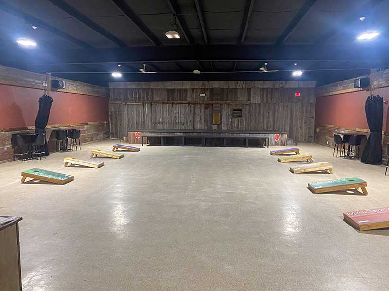 The Venue at Maloney's set up for a cornhole event in Kaukauna WI.